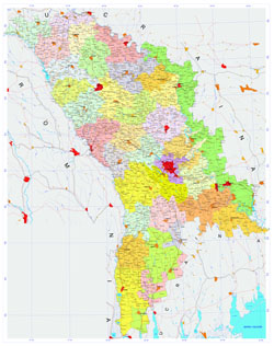 Большая подробная административная карта Молдовы со всеми дорогами, аэропортами, городамии поселками.