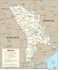 Большая политико-административная карта Молдовы с дорогами и городами.
