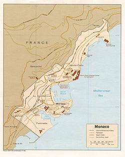Политическая карта Монако.