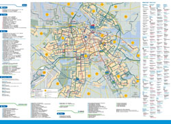 Большая подробная карта общественного транспорта Амстердама.