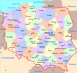 Административная карта Польши.