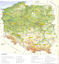Подробная туристическая карта Польши.