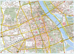 Детальная карта дорог центральной части Варшавы.