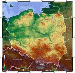 Топографическая карта Польши.