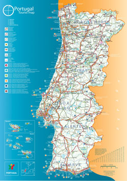 Большая туристическая карта Португалии.