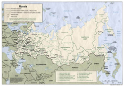 Детальная политическая и административная карта России с основными городами.