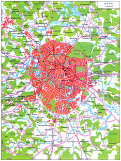 Подробная карта проезда через Москву.