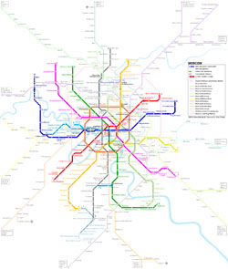 Большая подробная карта-схема метро г. Москва на английском языке.