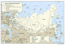 Политическая и административная карта России с основными городами.