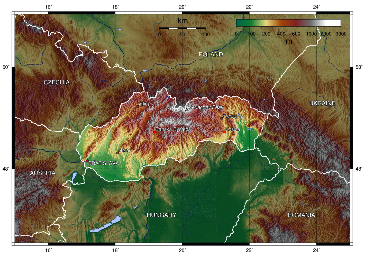 topographical-map-of-slovakia-and-neighb