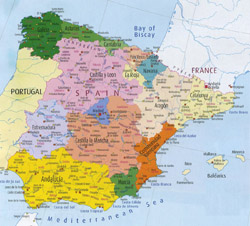Административная карта Испании.