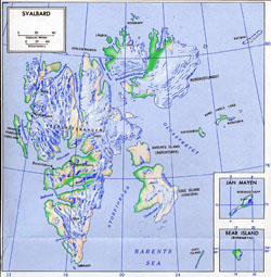 Подробная карта Шпицбергена.