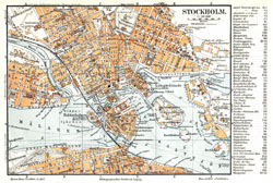 Большая подробная старая карта центра Стокгольма.