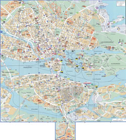 Большая детальная общая карта Стокгольма.