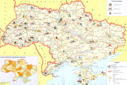 Подробная туристическая карта Украины.