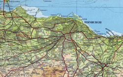 Старая детальная карта автодорог Эдинбурга.