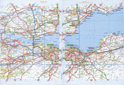 Большая подробная карта автомобильных дорог Эдинбурга и окрестностей.