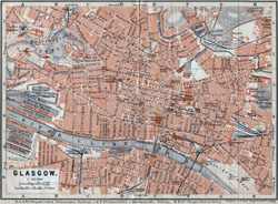 Подробная старинная карта г. Глазго - 1910-го года.