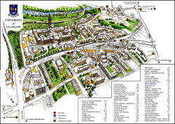 Большая подробная карта территории Университета Глазго.