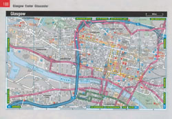 Большая подробная карта дорог центра Глазго.
