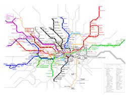 Детальная карта метро Лондона.