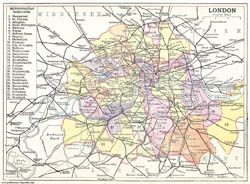 Старая карта г. Лондон - 1906-го года.