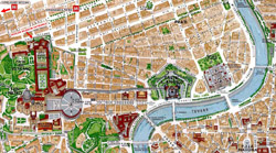 Карта окрестностей Ватикана с отображением всех зданий.