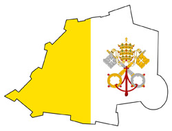 Флаг Ватикана на карте.