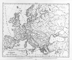 Большая подробная старая карта Европы - 1851-го года.
