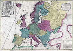 Большая детальная старая политическая карта Европы - 17xx.