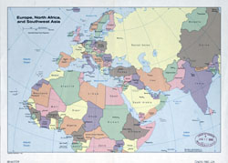 Большая подробная старая политическая карта Европы, Северной Африки и Юго-Западной Азии - 1981-го года.