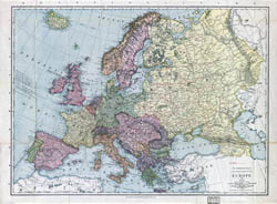 Большая детальная старая политическая карта Европы - 1912-го года.