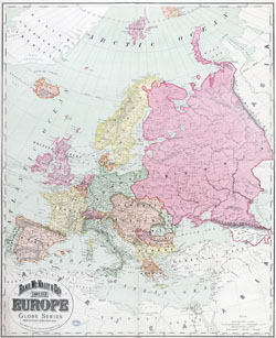 Большая подробная старая политическая карта Европы с городами - 1894-го года.