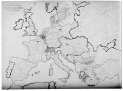 Большая детальная старая карта железных дорог и судоходства Европы - 1913-го года.