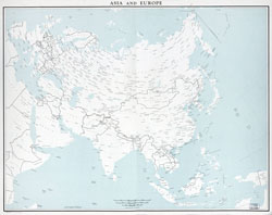 Крупномасштабная старая политическая карта Азии и Европы - 1967-го года.