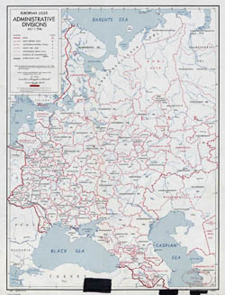 Подробная старая административно-территориального деления Европейской части СССР - 1946.