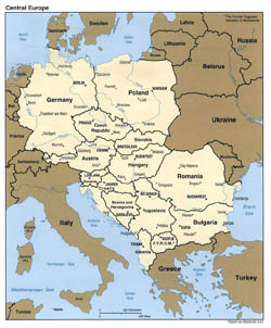 Детальная политическая карта Центральной Европы - 2001.