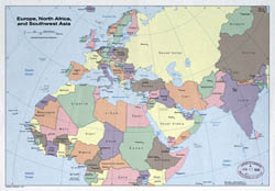 Большая детальная политическая карта Европы, Северной Африки и Юго-Западной Азии - 1981.
