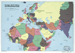 Большая подробная политическая карта Европы, Северной Африки и Юго-Западной Азии - 1986.