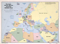Большая политическая карта Европы, Северной Африки и Среднего Востока - 1982.