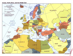 Большая политическая карта Европы, Северной Африки и Среднего Востока - 2000.