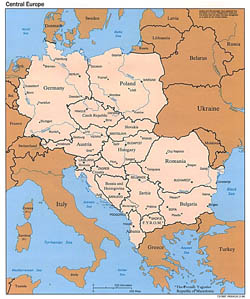 Политическая карта Центральной Европы - 1996.